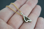 Moldavite Sterling Silver & 18ct Gold Celtic Pendant