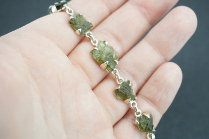 Moldavite Sterling Silver Bracelet