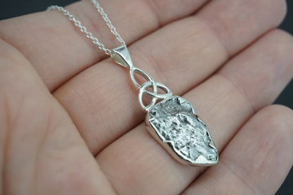 Meteorite Sterling Silver Drop Celtic Pendant
