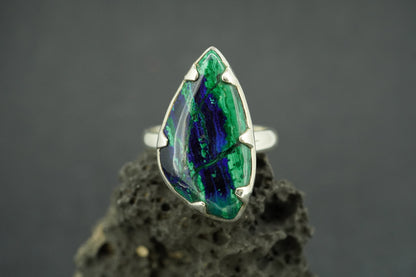 Azurite Malachite Sterling Silver Drop Ring
