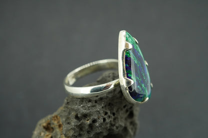 Azurite Malachite Sterling Silver Drop Ring