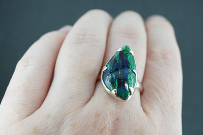 Azurite Malachite Sterling Silver Drop Ring