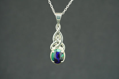 Azurite Malachite Sterling Silver Celtic Pendant
