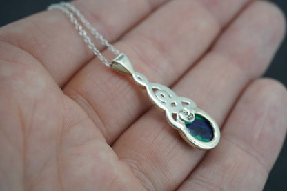 Azurite Malachite Sterling Silver Celtic Pendant