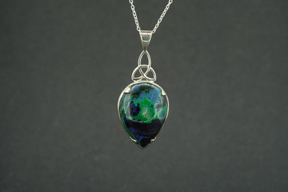 Azurite Malachite Sterling Silver Drop Pendant