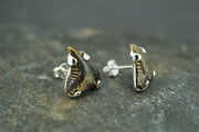 Fossilised Shark Tooth Sterling Silver Earrings