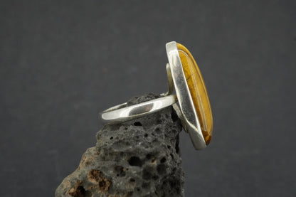 Tiger's Eye Sterling Silver Marquise Ring