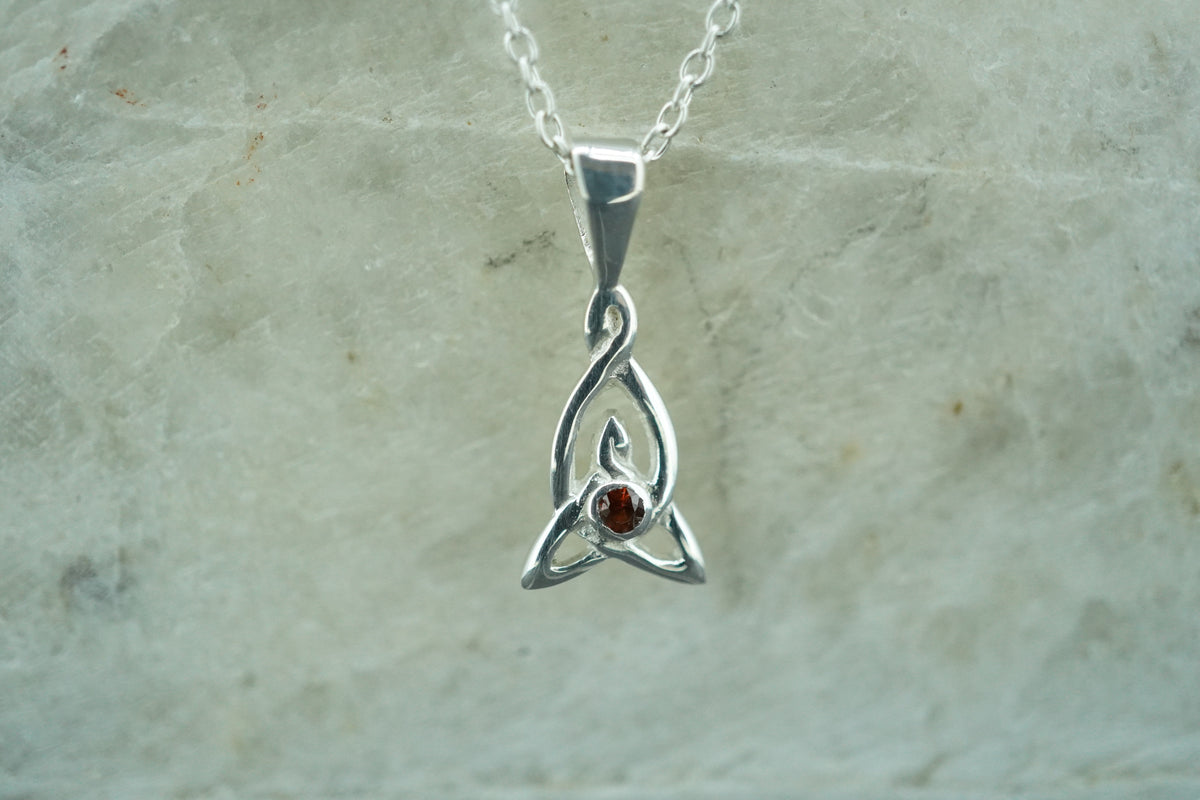Elie Ruby Sterling Silver Celtic Pendant