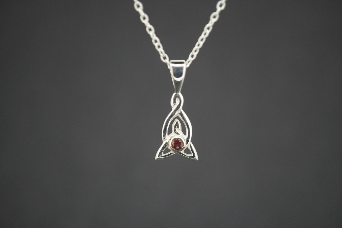 Scottish Knoydart Garnet Sterling Silver Celtic Pendant