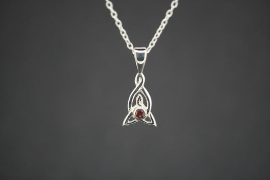 Scottish Knoydart Garnet Sterling Silver Celtic Pendant