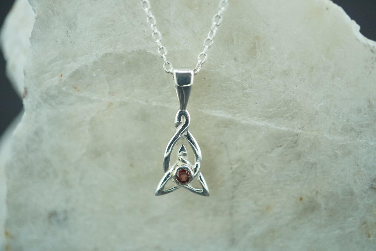 Scottish Knoydart Garnet Sterling Silver Celtic Pendant