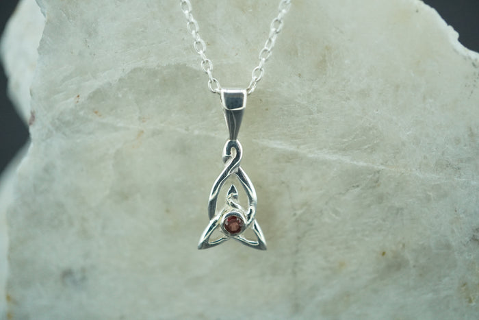 Scottish Knoydart Garnet Sterling Silver Celtic Pendant