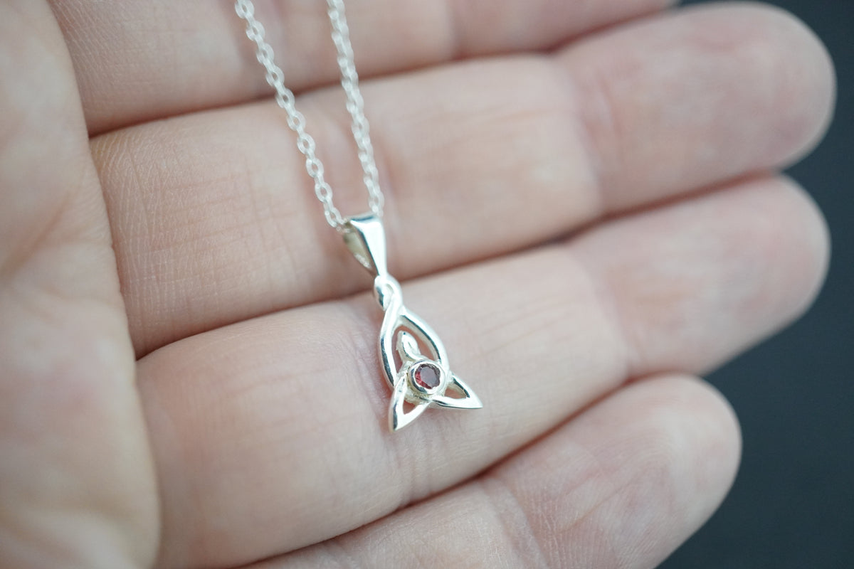 Scottish Knoydart Garnet Sterling Silver Celtic Pendant