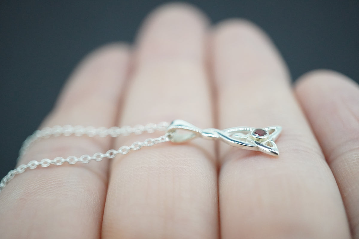 Scottish Knoydart Garnet Sterling Silver Celtic Pendant