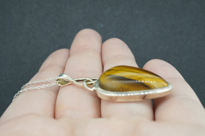 Tiger's Eye Sterling Silver Drop Pendant