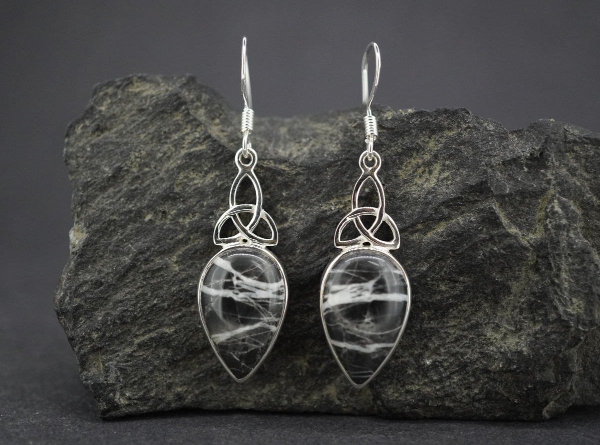 Ullapool Stone Sterling Silver Celtic Earrings