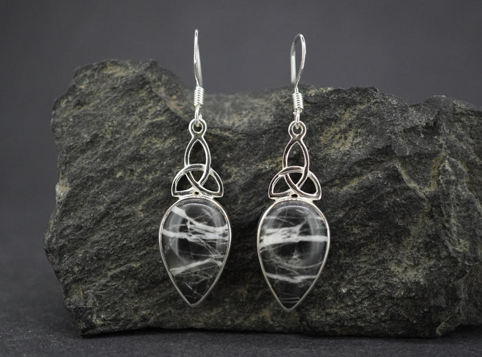 Ullapool Stone Sterling Silver Celtic Earrings