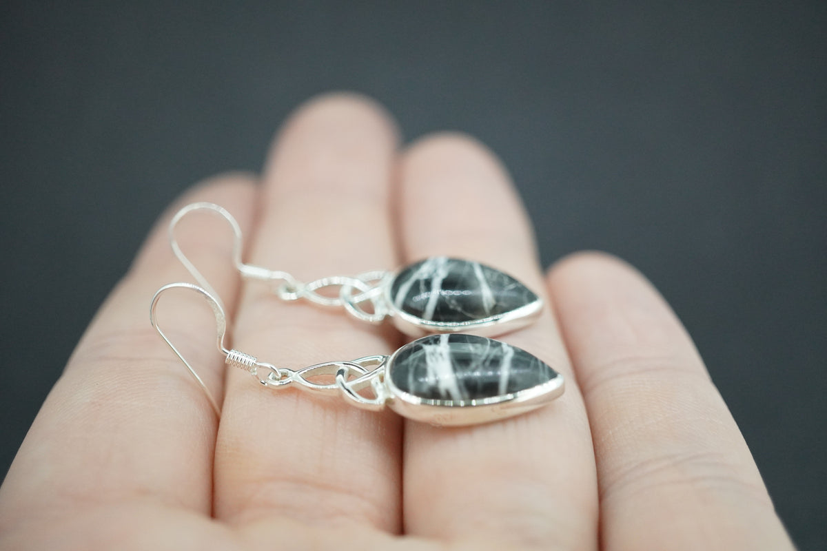 Ullapool Stone Sterling Silver Celtic Earrings