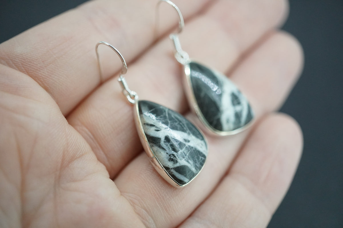 Ullapool Stone Sterling Silver Medium Curve Earrings