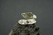 Moldavite Sterling Silver Celtic Wrap Ring