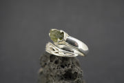 Moldavite Sterling Silver Celtic Wrap Ring