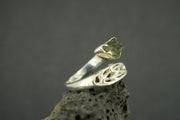 Moldavite Sterling Silver Celtic Wrap Ring
