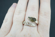 Moldavite Sterling Silver Celtic Wrap Ring
