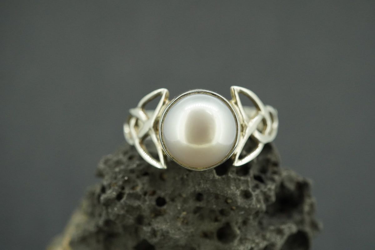 Pearl Sterling Silver Celtic Ring