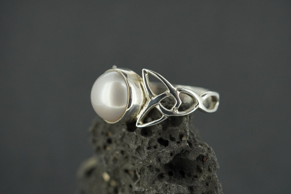 Pearl Sterling Silver Celtic Ring