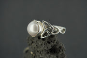 Pearl Sterling Silver Celtic Ring
