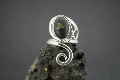 Easdale Gold Sterling Silver Oval Swirl Ring