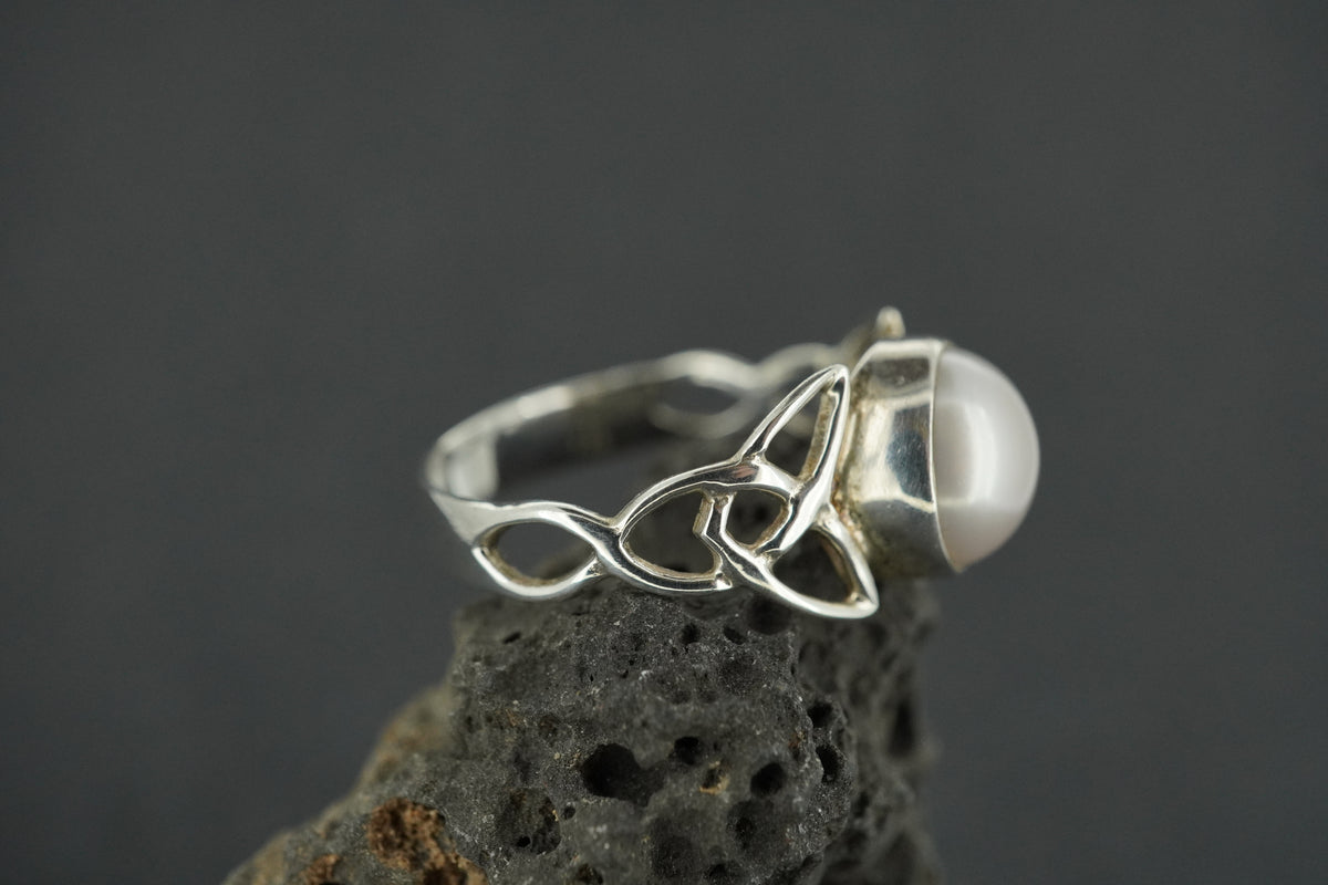 Pearl Sterling Silver Celtic Ring