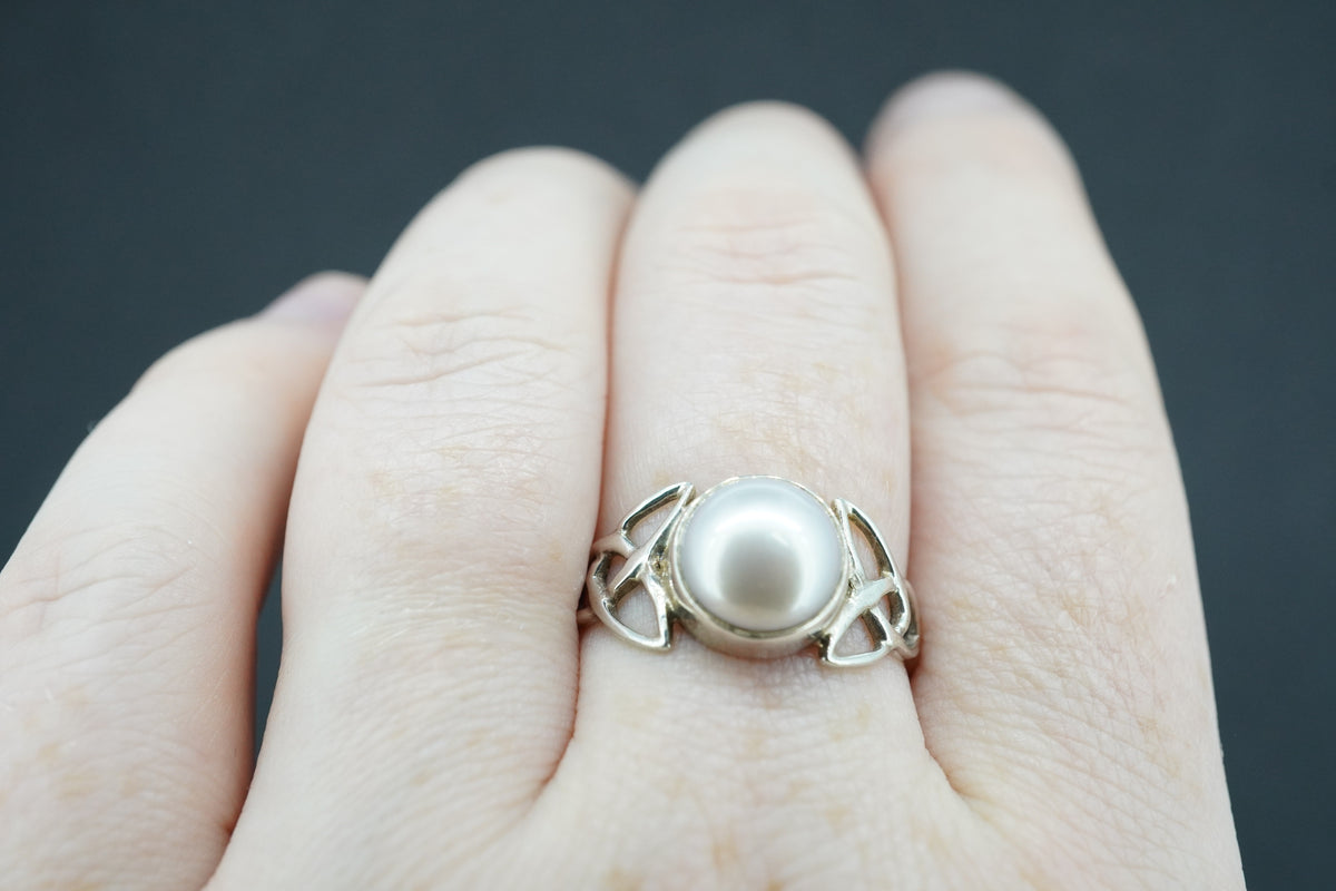 Pearl Sterling Silver Celtic Ring
