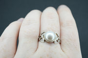 Pearl Sterling Silver Celtic Ring