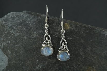 Moonstone Sterling Silver Celtic Earrings