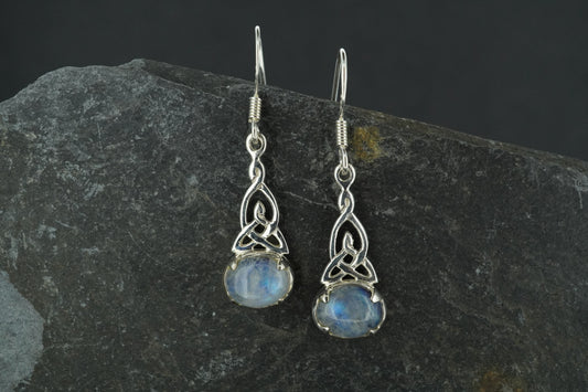 Moonstone Sterling Silver Celtic Earrings