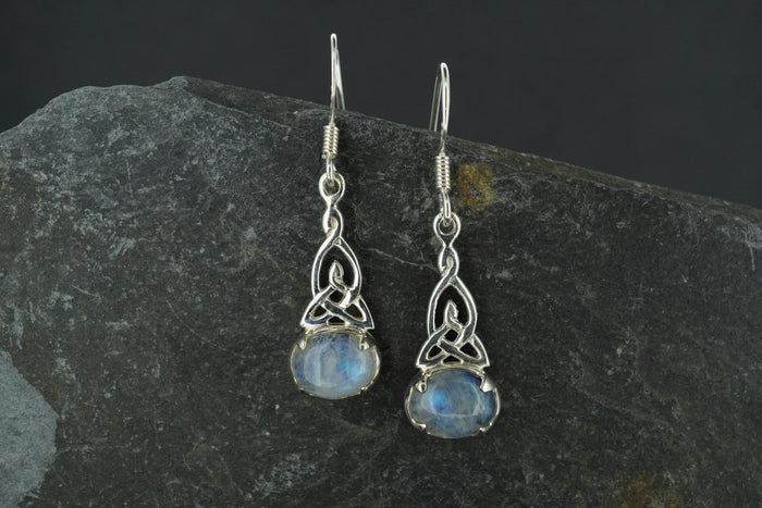 Moonstone Sterling Silver Celtic Earrings