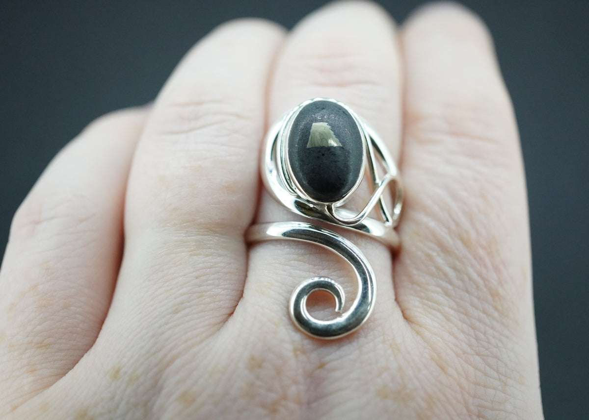 Easdale Gold Sterling Silver Oval Swirl Ring