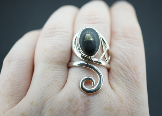 Easdale Gold Sterling Silver Oval Swirl Ring