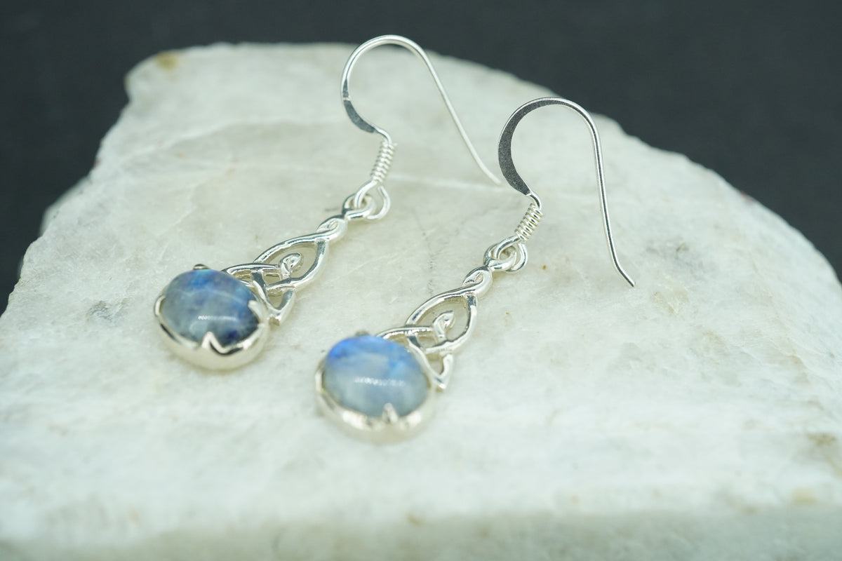 Moonstone Sterling Silver Celtic Earrings