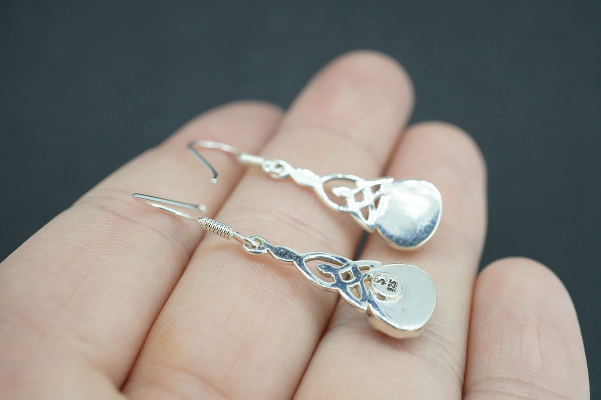 Moonstone Sterling Silver Celtic Earrings