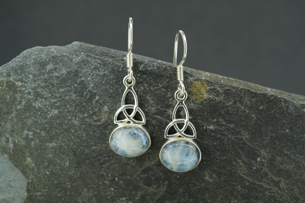 Moonstone Sterling Silver Celtic Earrings