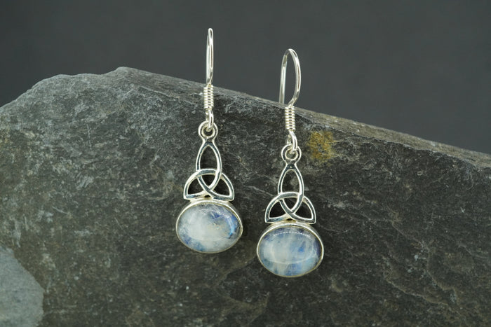 Moonstone Sterling Silver Celtic Drop Earrings