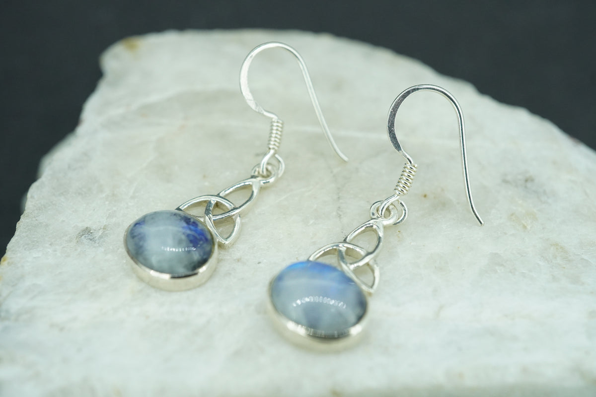 Moonstone Sterling Silver Celtic Earrings