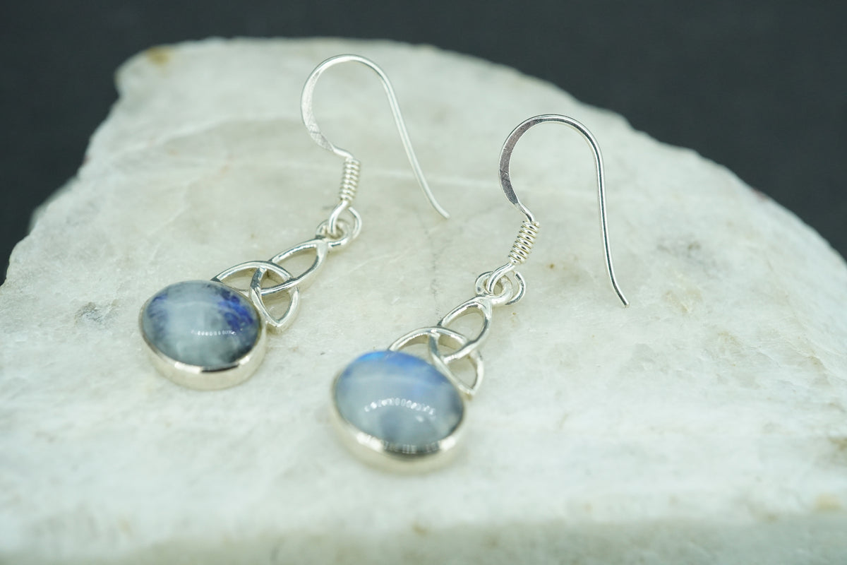 Moonstone Sterling Silver Celtic Earrings