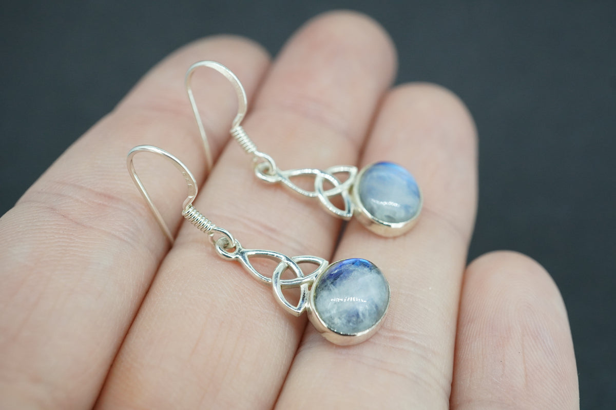 Moonstone Sterling Silver Celtic Earrings