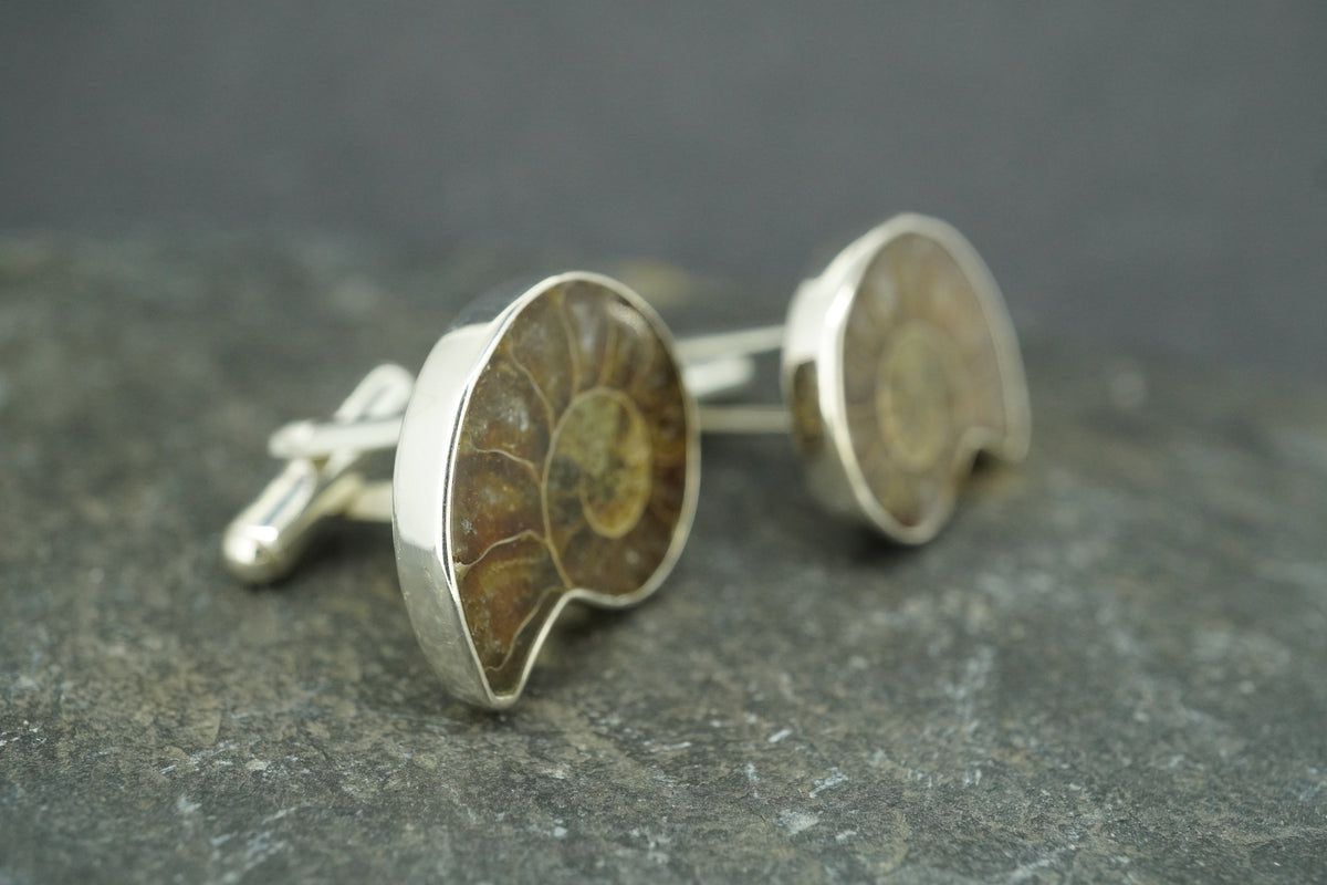 Ammonite Sterling Silver Cufflinks 21x16mm