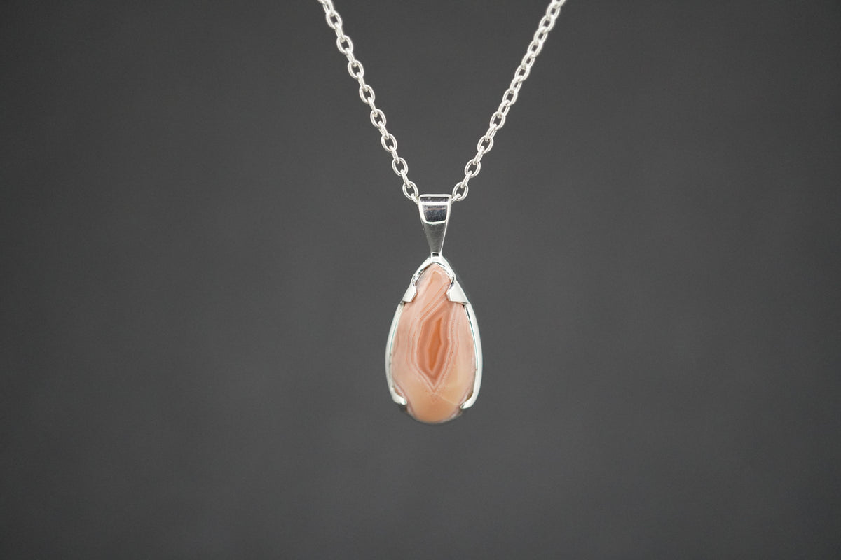 Scottish Agate Sterling Silver Drop Pendant