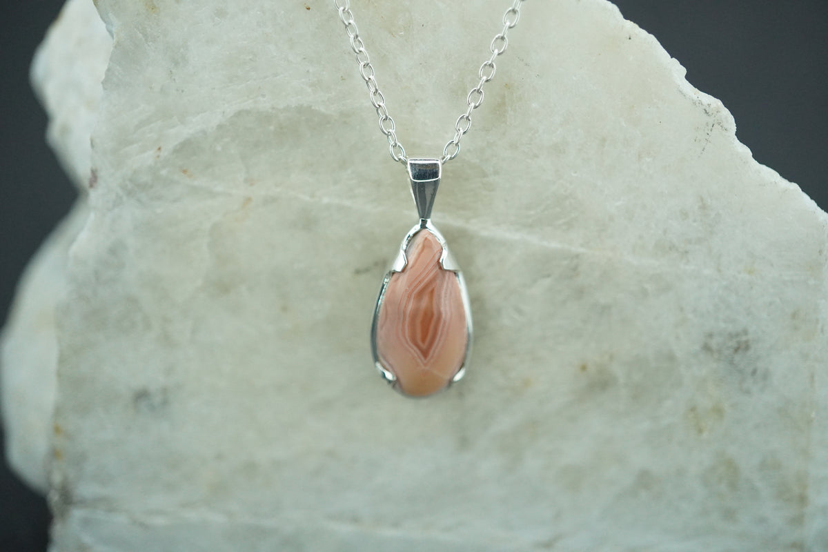 Scottish Agate Sterling Silver Drop Pendant