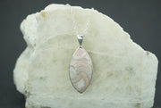 Scottish Agate Sterling Silver Marquise Pendant